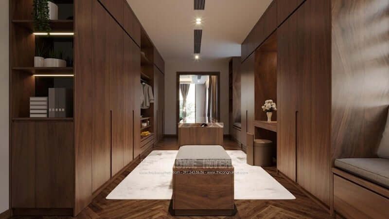 17 Hình ảnh thiết kế không gian căn hộ chung cư đẹp với tủ áo gỗ tự nhiên